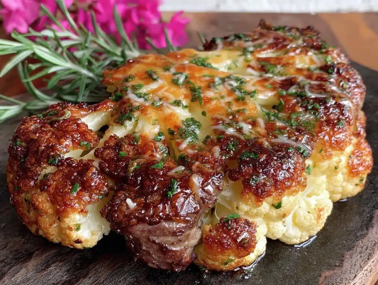 Knoblauch-Parmesan Blumenkohlsteaks Rezept preparation steps