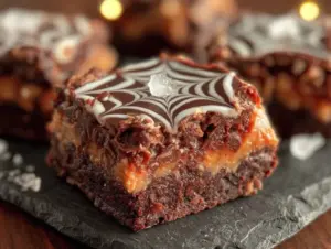 No-Bake Spinnennetz Erdnussbutter Riegel - featured image