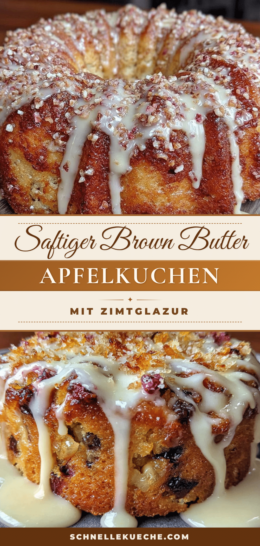 Saftiger Brown Butter Apfelkuchen mit Zimtglasur recipe