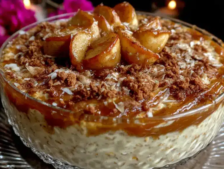 Bester Herbstlicher Apfelkuchen Overnight Oats mit Zimt-Crunch - featured image