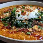Cremige Linsen-Kokos-Suppe mit Spinat - featured image