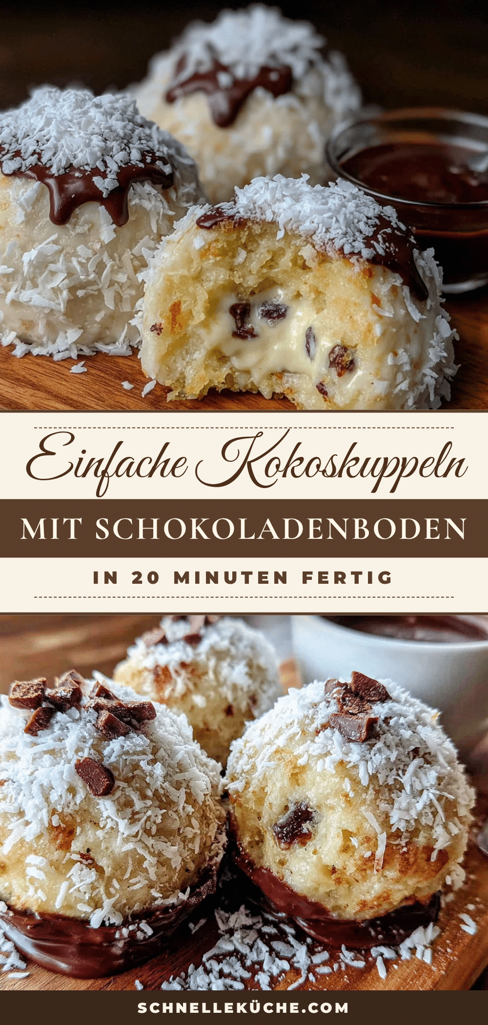 Einfache Kokoskuppeln mit Schokoladenboden recipe