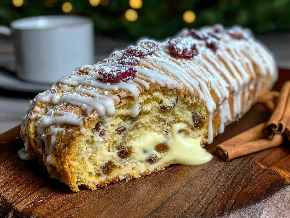 Einfacher Quarkstollen mit Marzipan preparation steps