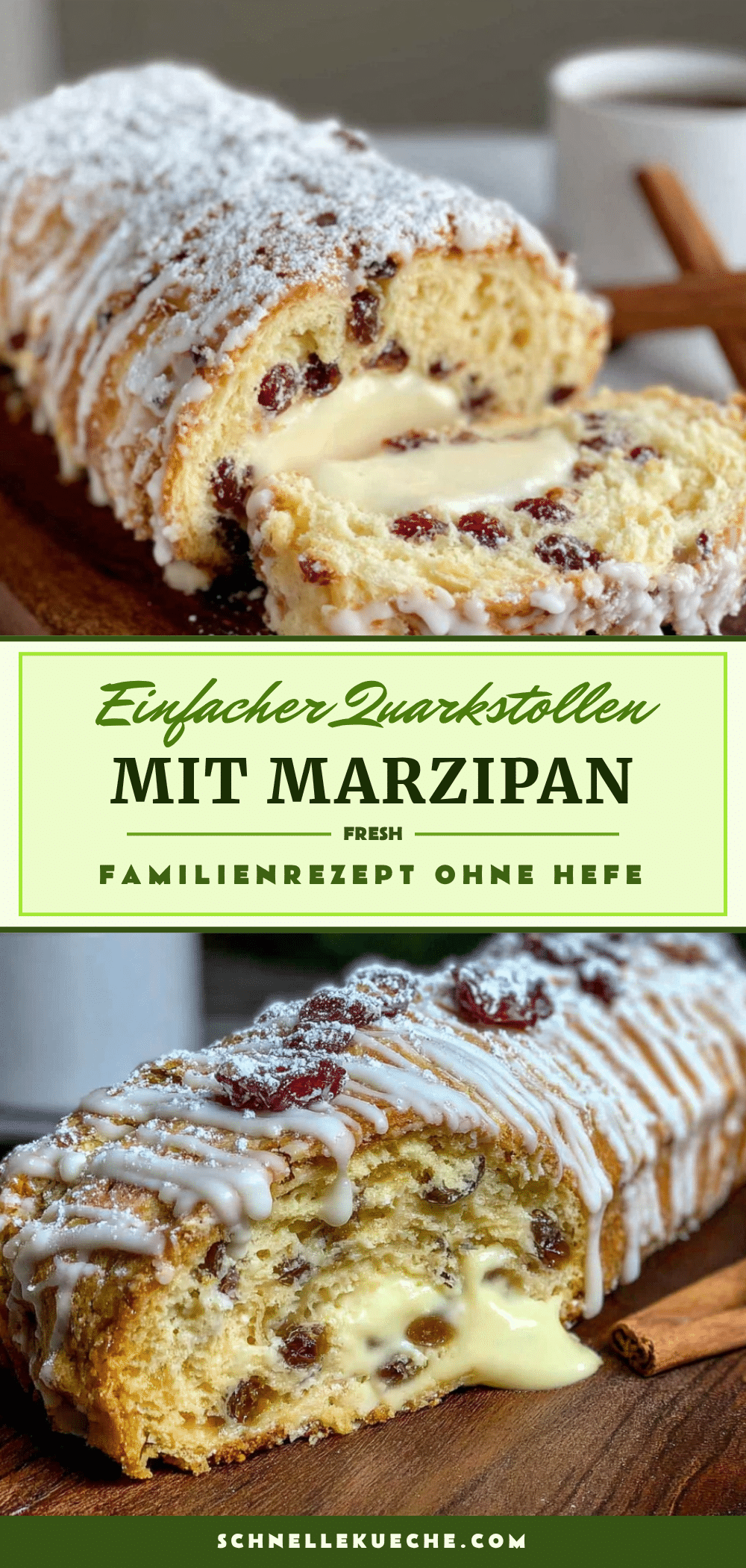 Einfacher Quarkstollen mit Marzipan recipe