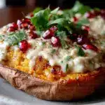 gefüllte Süßkartoffeln mit Kichererbsen - featured image