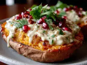 gefüllte Süßkartoffeln mit Kichererbsen - featured image