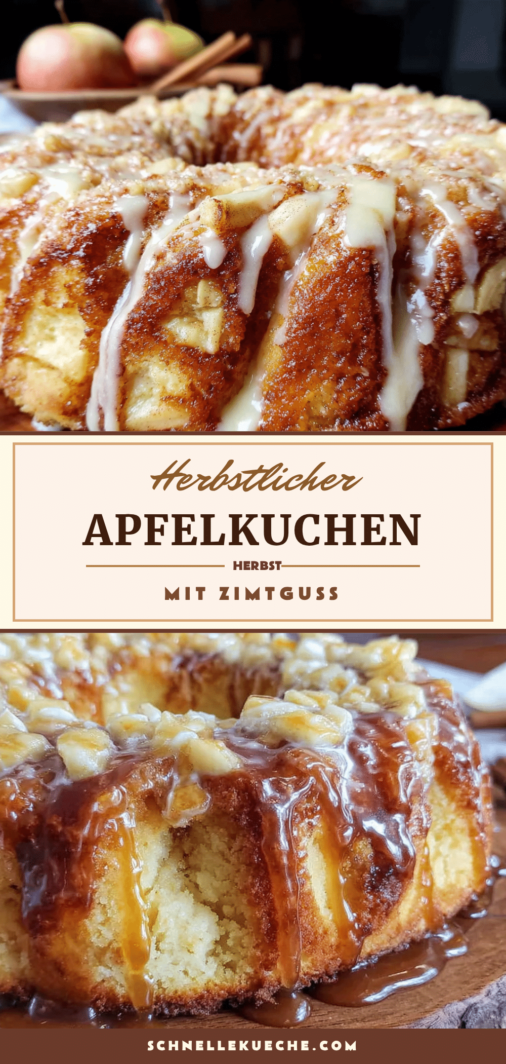 Herbstlicher Versunkener Apfelkuchen mit Zimtguss recipe