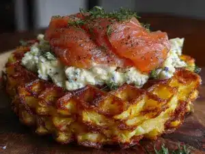 Kartoffel-Rösti-Waffeln mit Lachs - featured image