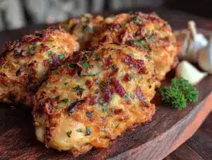 knusprige airfryer hähnchenschenkel mit knoblauch-parmesan-kruste - featured image