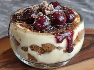 leichtes Spekulatius-Tiramisu im Glas mit Amarena-Kirschen - featured image