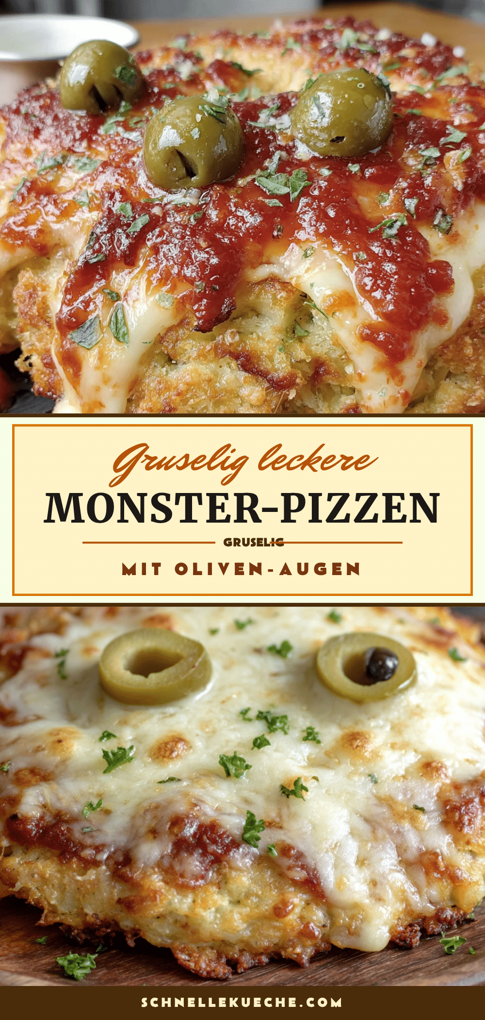 Monster-Mini-Pizzen mit Oliven-Augen recipe