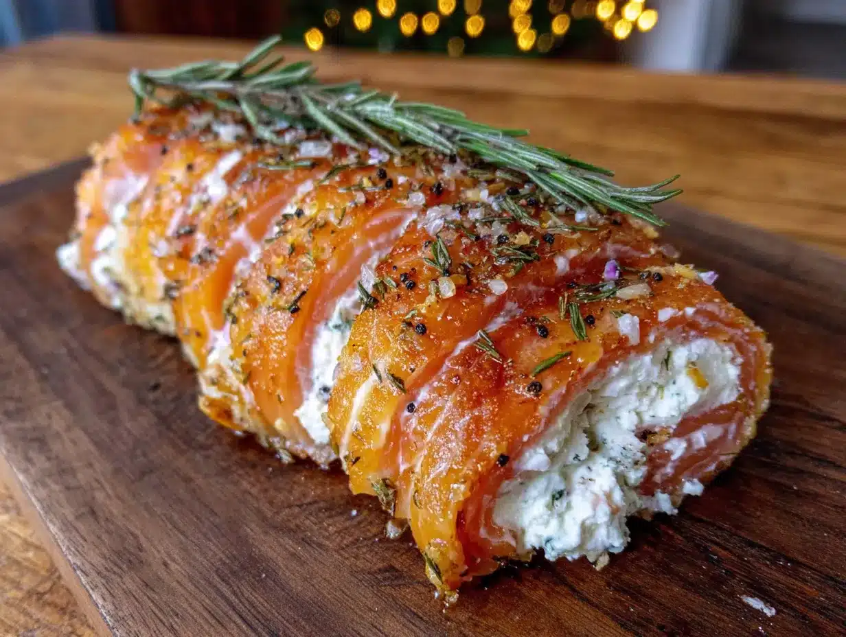 Räucherlachs-Roulade mit Meerrettich-Frischkäse preparation steps