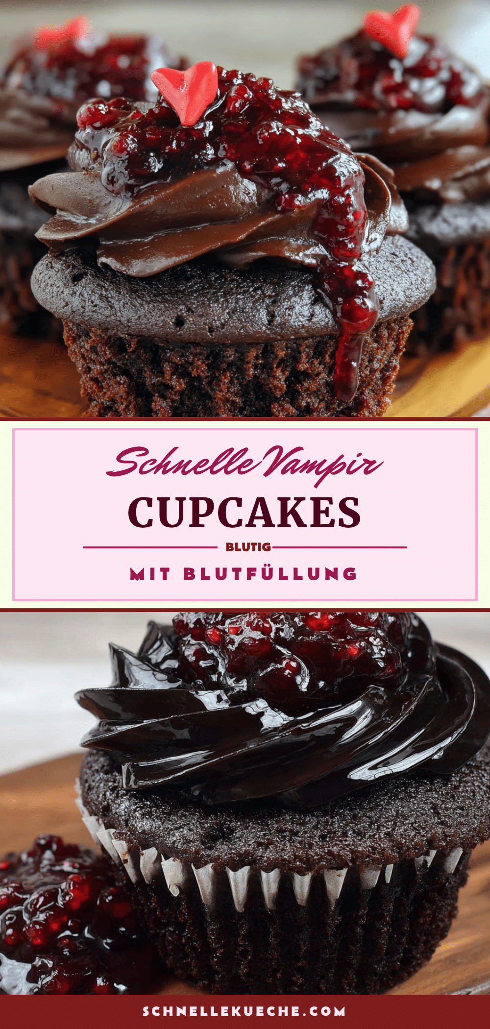 Vampir-Cupcakes mit flüssiger Blutfüllung recipe